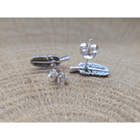 Echt zilveren oorbel stekers veertje 